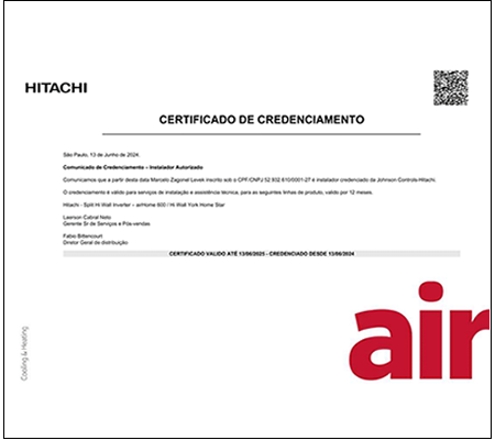 Certificado Credenciamento hitachi